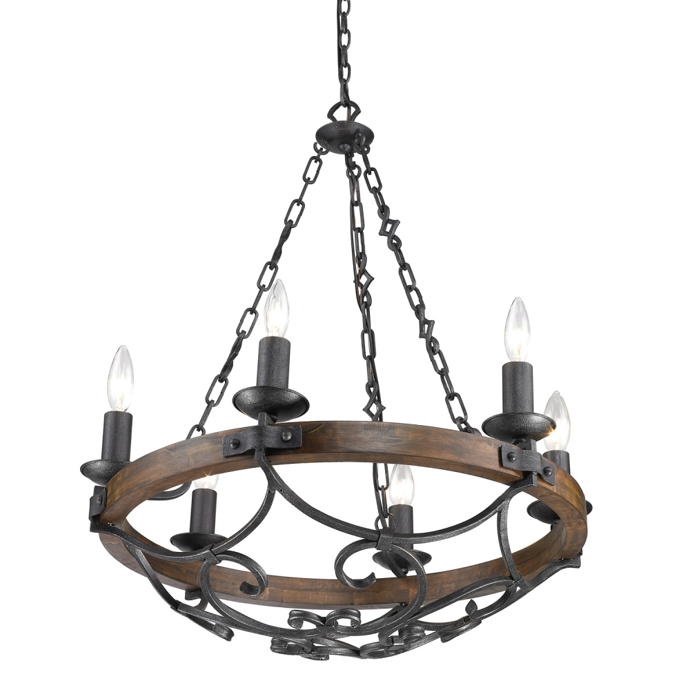 Wry Lighting Madera 6-light Chandelier in Black Iron